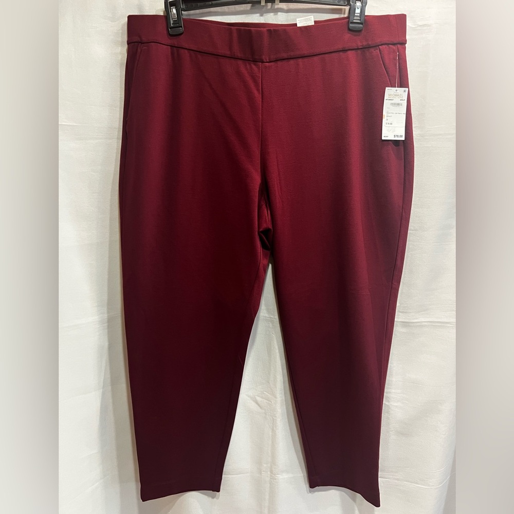 NWT MICHAEL Michael Kors Merlot Pull On Ponte Pants Size 2X